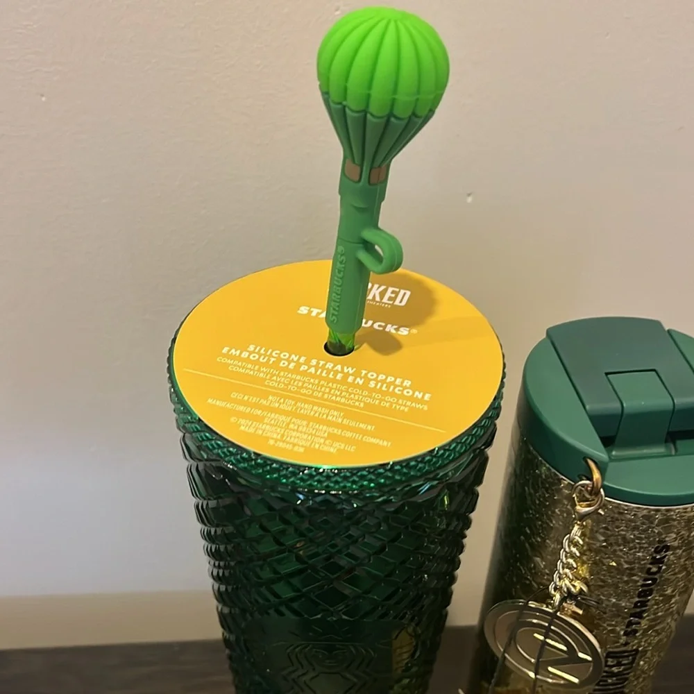 Starbucks Green Tumbler and Gold Glitter Tumbler Set Wicked - Picture 3 of 3